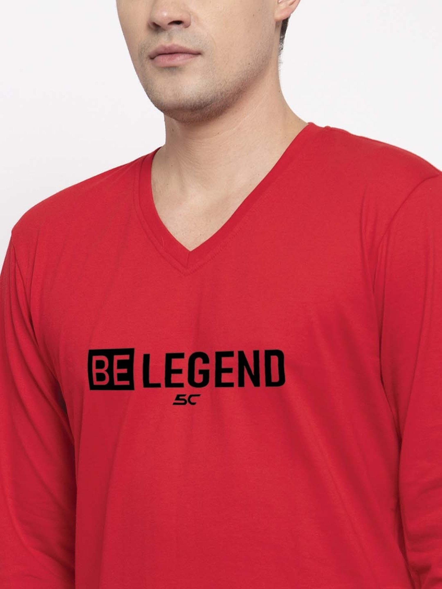 Friskers Red Cotton Slim Fit Printed T-Shirt