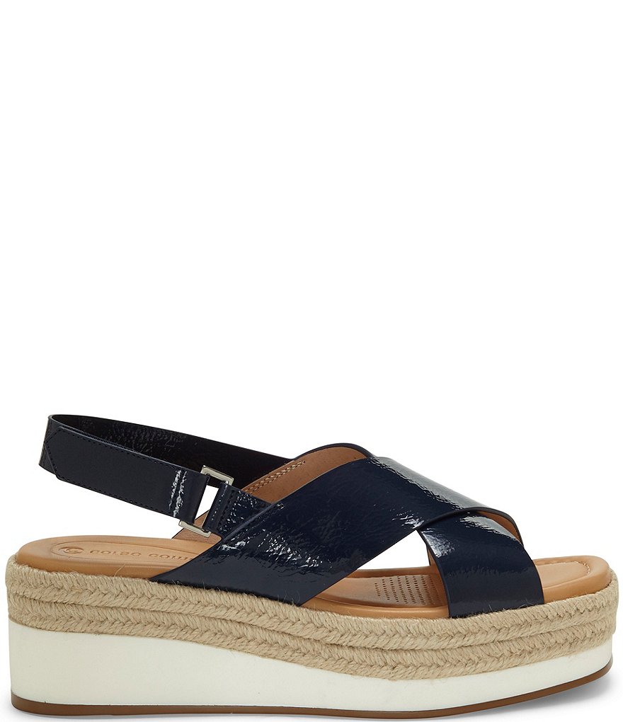 CC Corso Como Penelopy Patent Leather Flatform Espadrilles