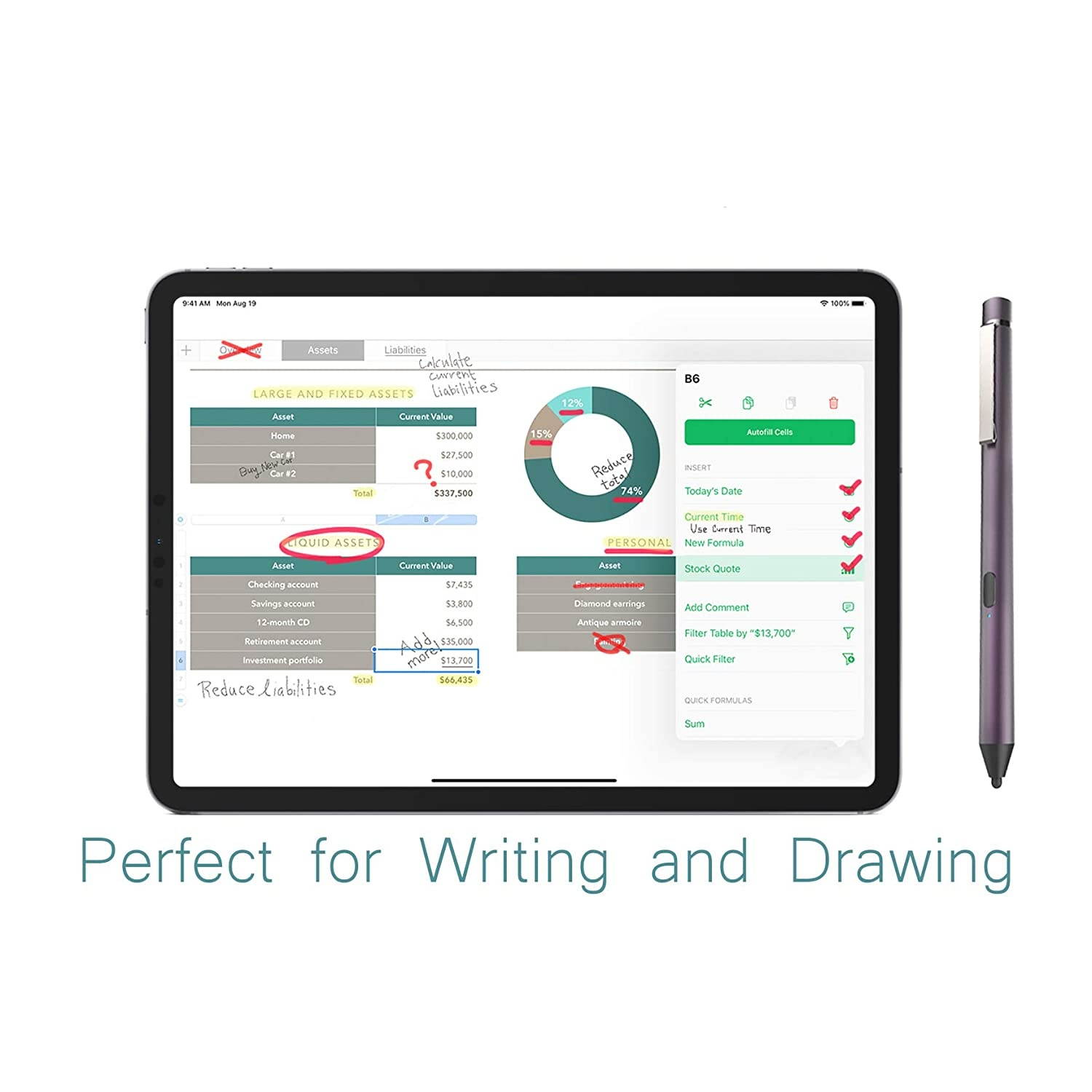 Active Stylus Pen for Apple Ipad, Digital Pencil iPad Series Rechargeable Pencil Touchscreen Precise Fine Tip for iPad 5 & 6, iPad Air 2 & 3, iPad Mini 4 & 5, iPad Pro 9.7/10.5/11 (Dark Gray)