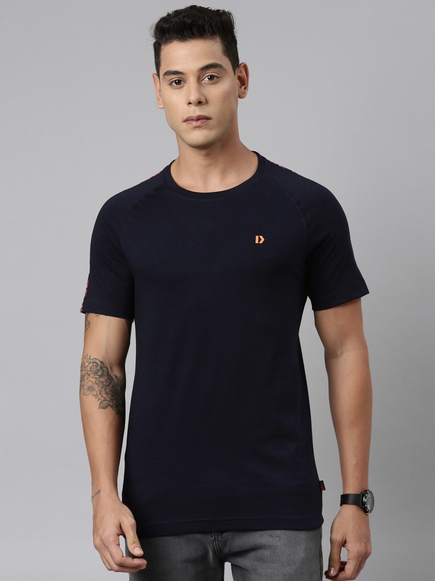 Dixcy Scott Maximus Blue Cotton Regular Fit T-Shirt
