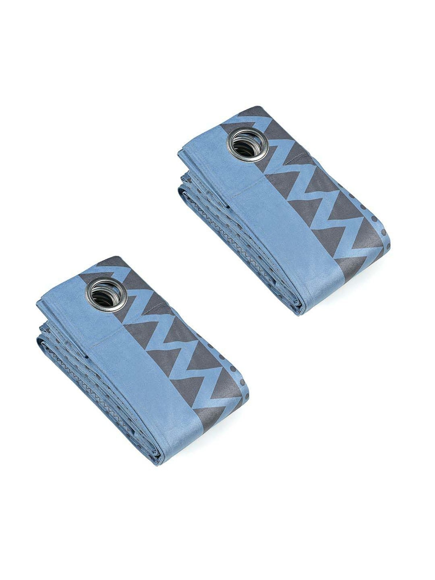 Saral Home Easy Living Blue Polyester 224 GSM Aveda Velvet Boho Curtain - Set of 2