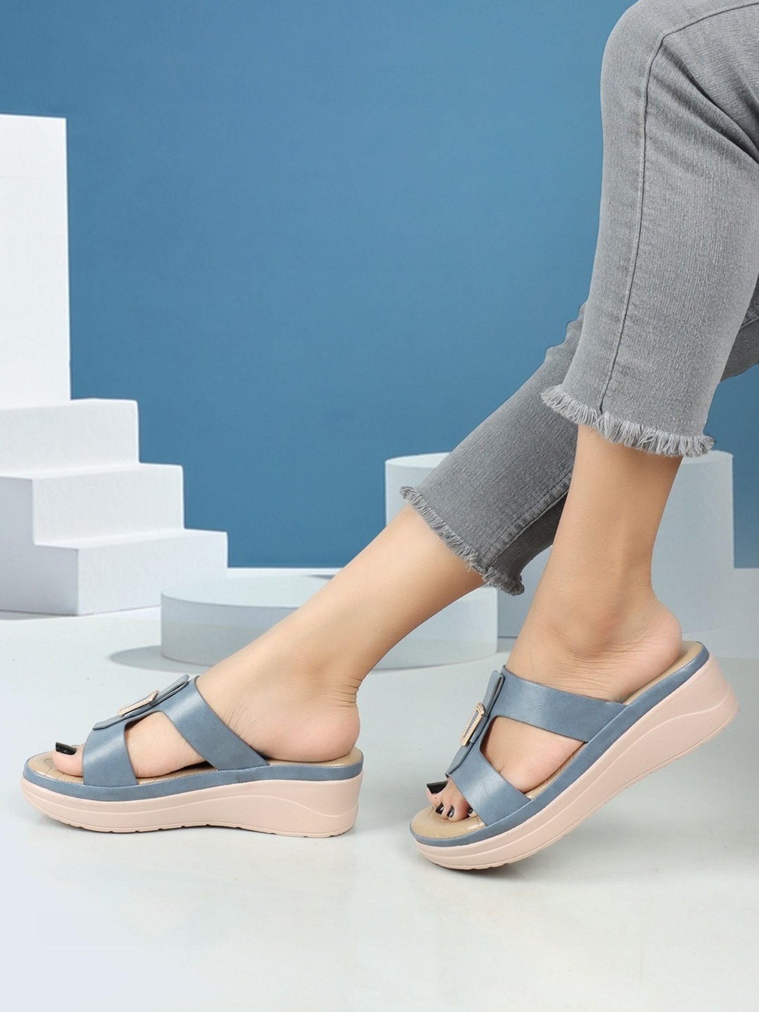 Iconics Women's Blue Casual Wedges