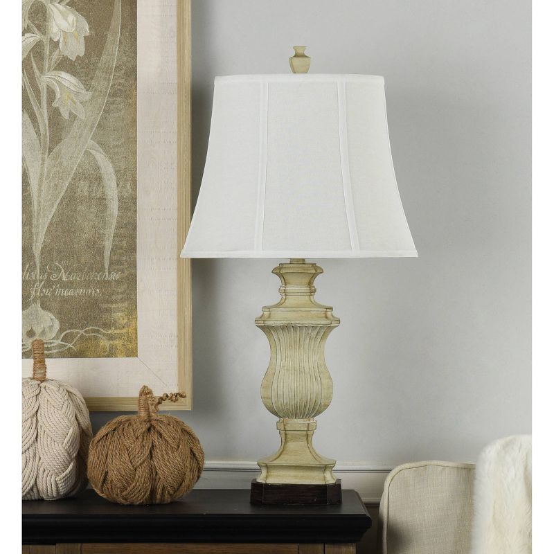 Richards Ribbed Urn Table Lamp with Bell Shade Off White - StyleCraft
