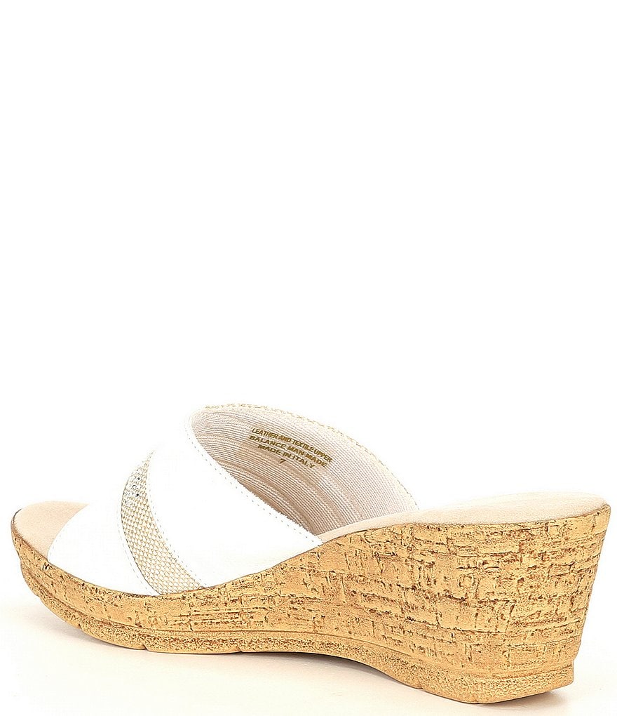 Onex Linen Blanche Leather Wedge Sandals