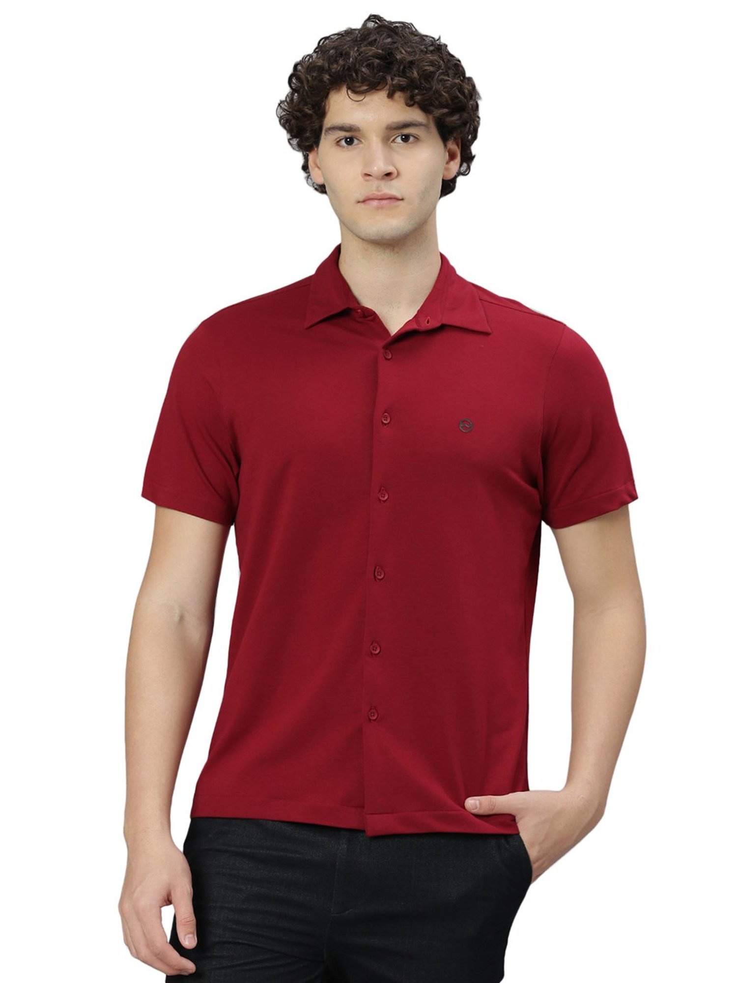 Slowave Maroon Regular Fit Shirt