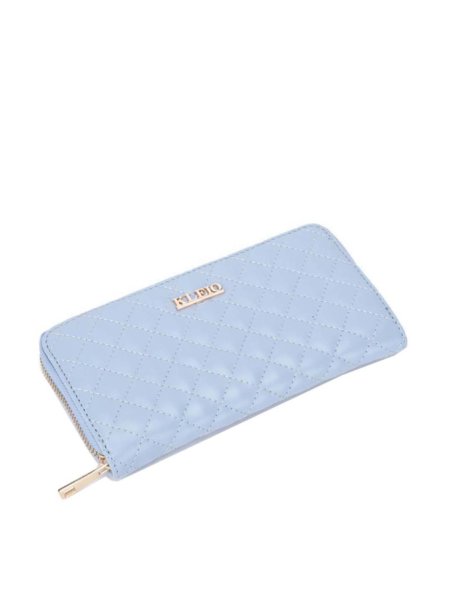 KLEIO Blue Quilted Zip Around Wallet for Women