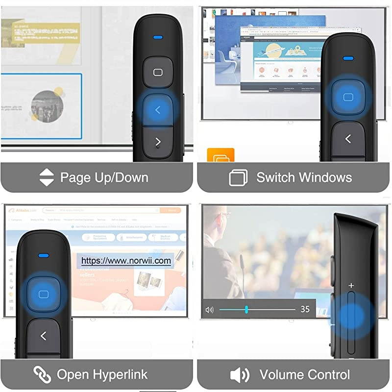 N29 Wireless Presenter with 300 FT Long Range 24GHz Presentation Clicker for Presentation Remote Powerpoint Clicker Slide Advancer Supports HyperlinkVolumeMacKeyCustomized