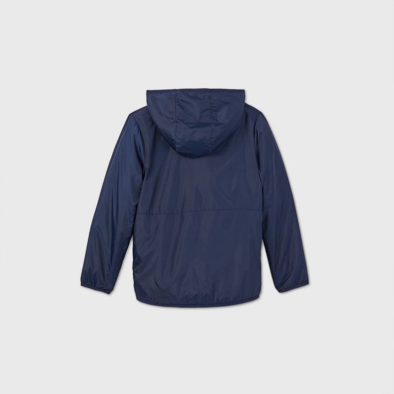 Boys' Camo Print Reversible Full Zip Faux Fur Jacket - Cat & Jack™ Olive Green/Navy XS