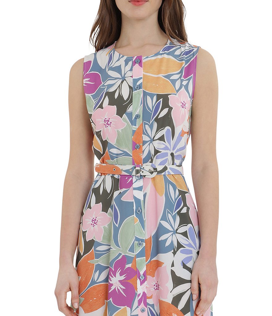Donna Morgan Floral Belted Maxi Ankle Length Dress