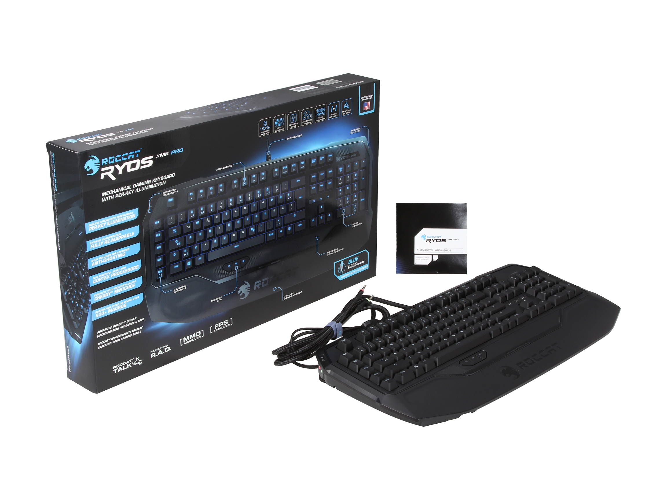 ROCCAT ROC-12-851-BE Ryos MK Pro Mechanical Keyboard with Per-key Illumination - Blue Cherry MX Key Switch