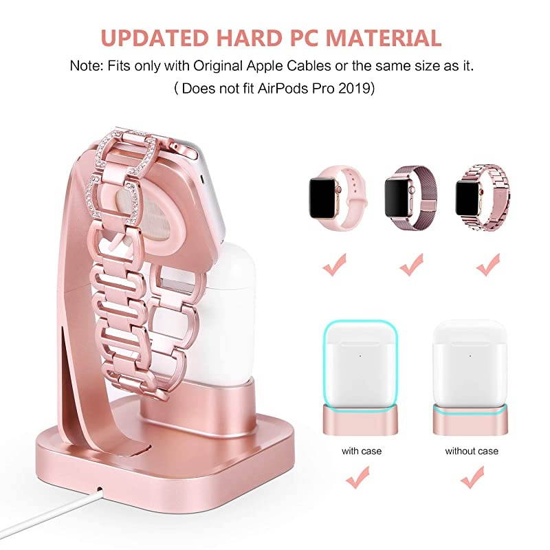 2 in 1 Charging Stand for Apple Watch Series 5Series 4Series 321 Charging Dock for AirPods 21Desk Stand for iWatch 38mm40mm42mm44mm Night Stand ModeRose Gold