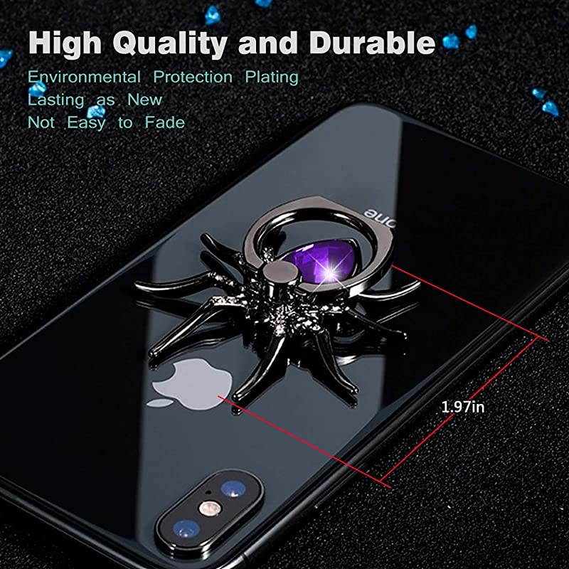 Spider Phone Ring Holder  Animal Sparkle Phone Ring Finger Grip Rhinestone Phone Holder for All Smartphone Purple