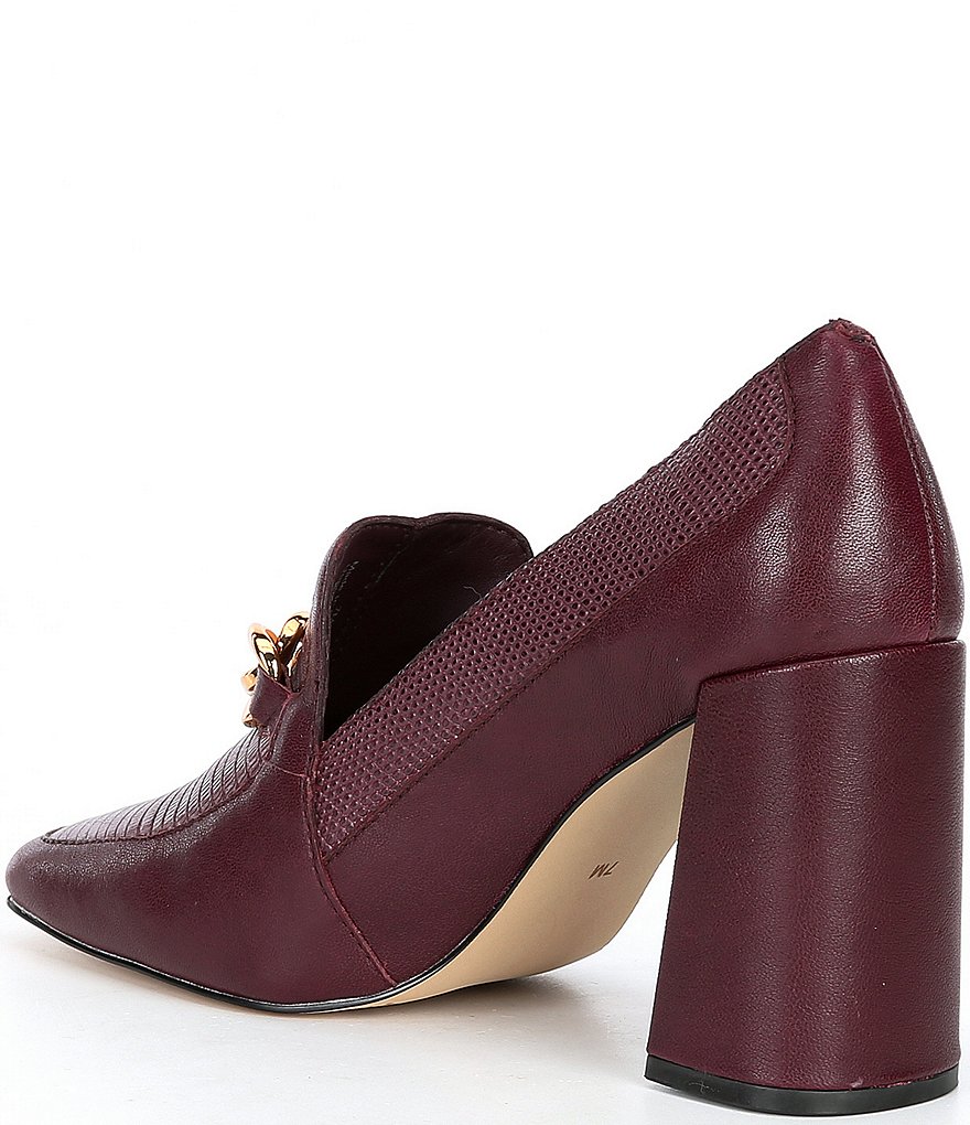 Gibson & Latimer Ritah Lizard Embossed Block Heel Loafer Pumps