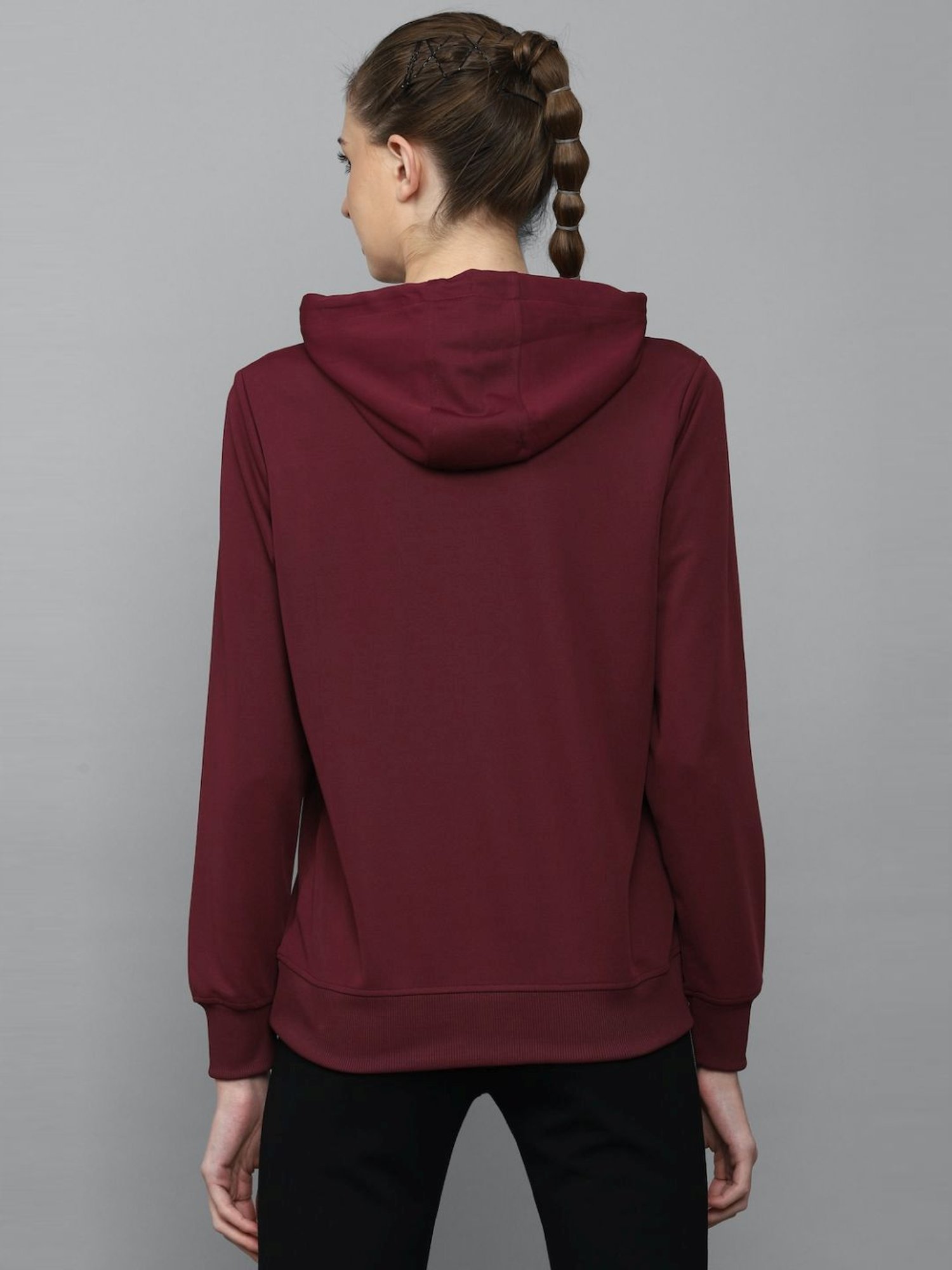 Allen Solly Maroon Cotton Printed Hoodie