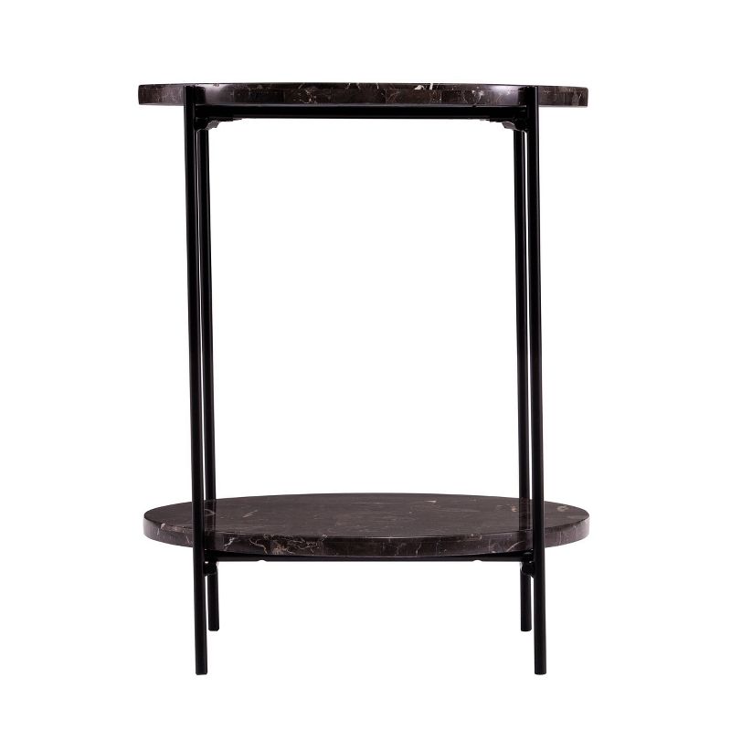 Simchett Round Marble Side Table Gray/Black - Aiden Lane