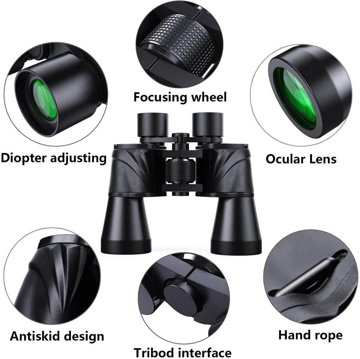 10x50 Powerful Binoculars for Adults with Low Light Night Vision, Large Eyepiece, 10 Seconds Quick Focus, Waterproof Wide Angle Compact-Binoculars-for-Adults-Bird-Watching, Hunting, Concerts