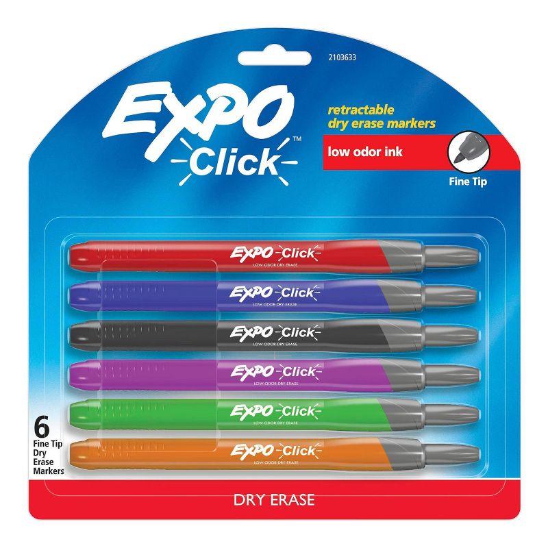 Expo 6pk Dry Erase Marker Click Fine Tip Multicolor