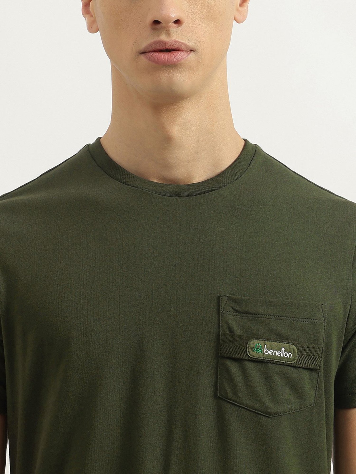 United Colors Of Benetton Green Pure Cotton Regular T-Shirt