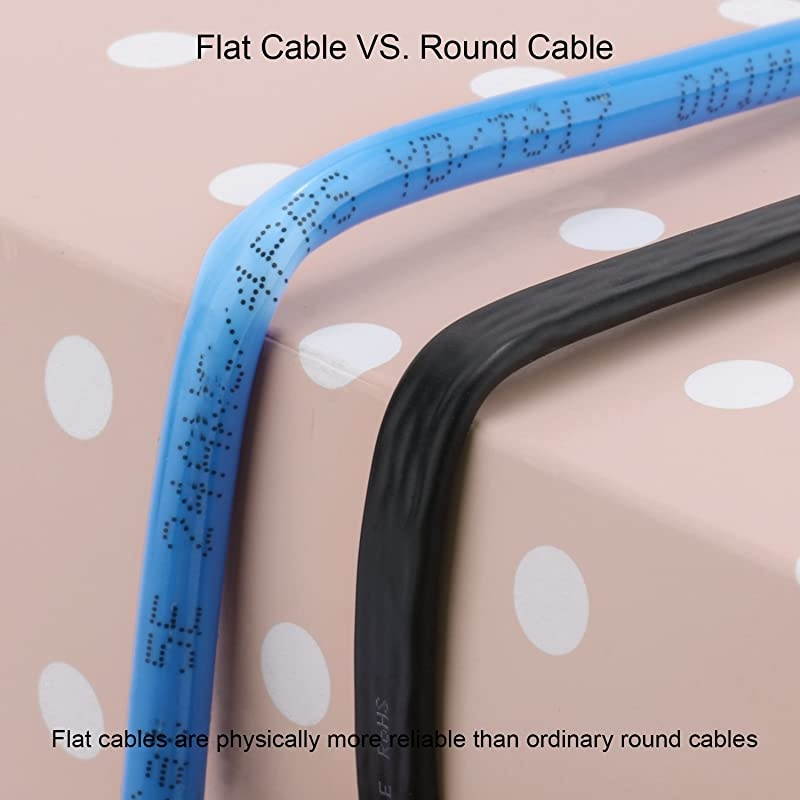 7 Ethernet Cable 50 ft Shielded, Durable Flat Internet Lan Computer patch cord, faster than 5e/cat6, High Speed 7 RJ45 Solid Network Wire for Router, Modem, Xbox, PS4, Camera, Hubs - Black