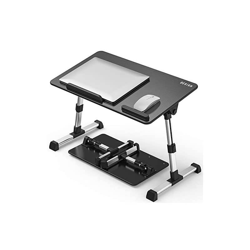 Adjustable Latop Table, Portable Standing Bed Desk, Foldable Sofa Breakfast Tray, Notebook Computer Stand for Reading and Writing &ndash; Black Medium Size