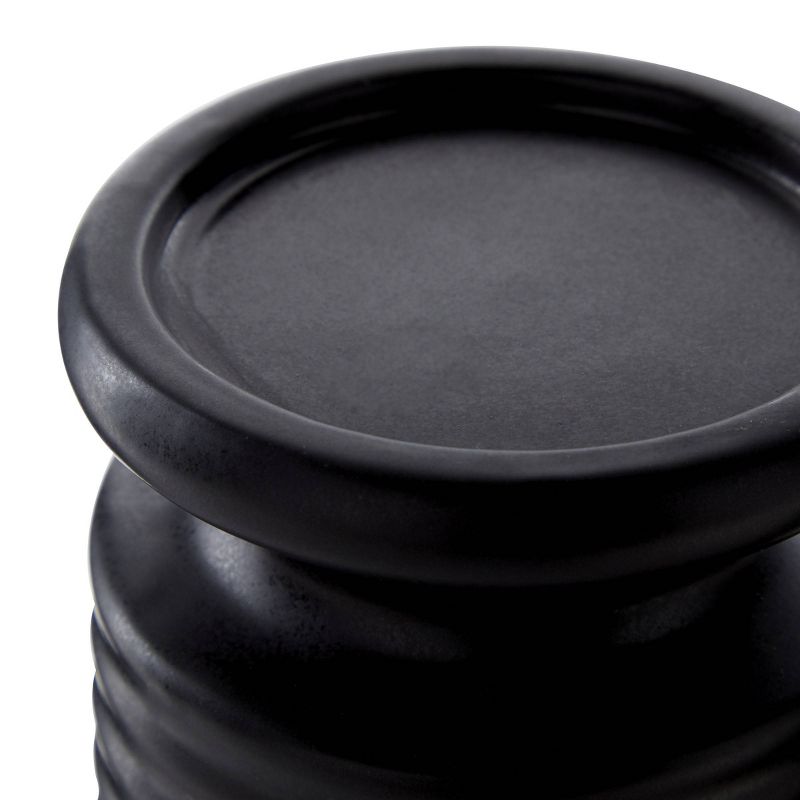 Set of 3 Round Ceramic Candle Holders with Textured Rim Black - Venus Williams Collection