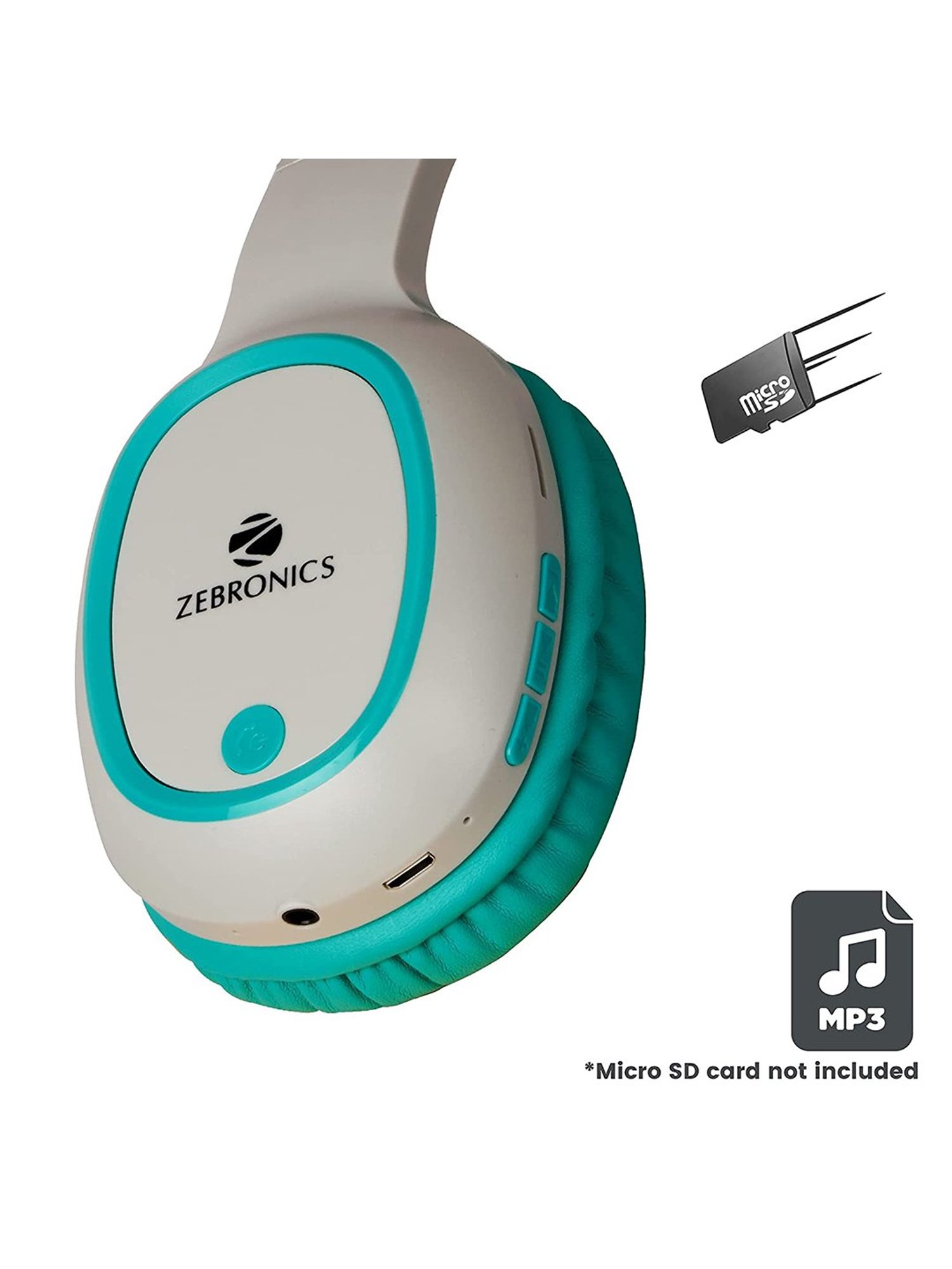 Zebronics Zeb-Thunder Over The Ear Bluetooth Headphone with Mic (Sea Green)