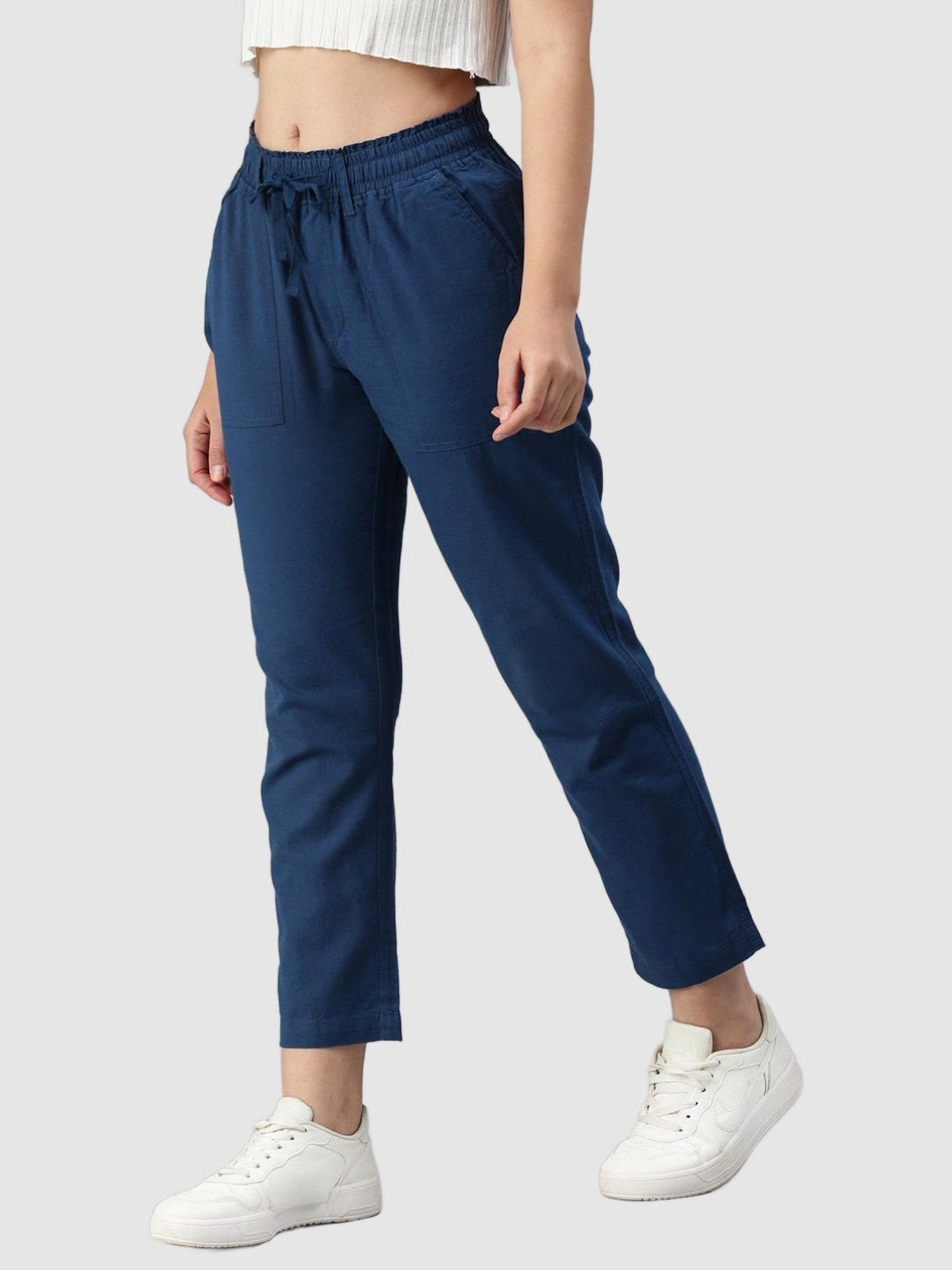 IVOC Navy Regular Fit Mid Rise Trousers
