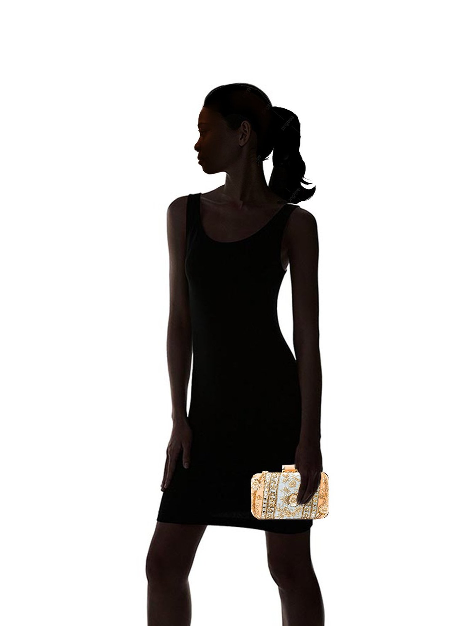 NR by Nidhi Rathi Beige Fabric Clutch