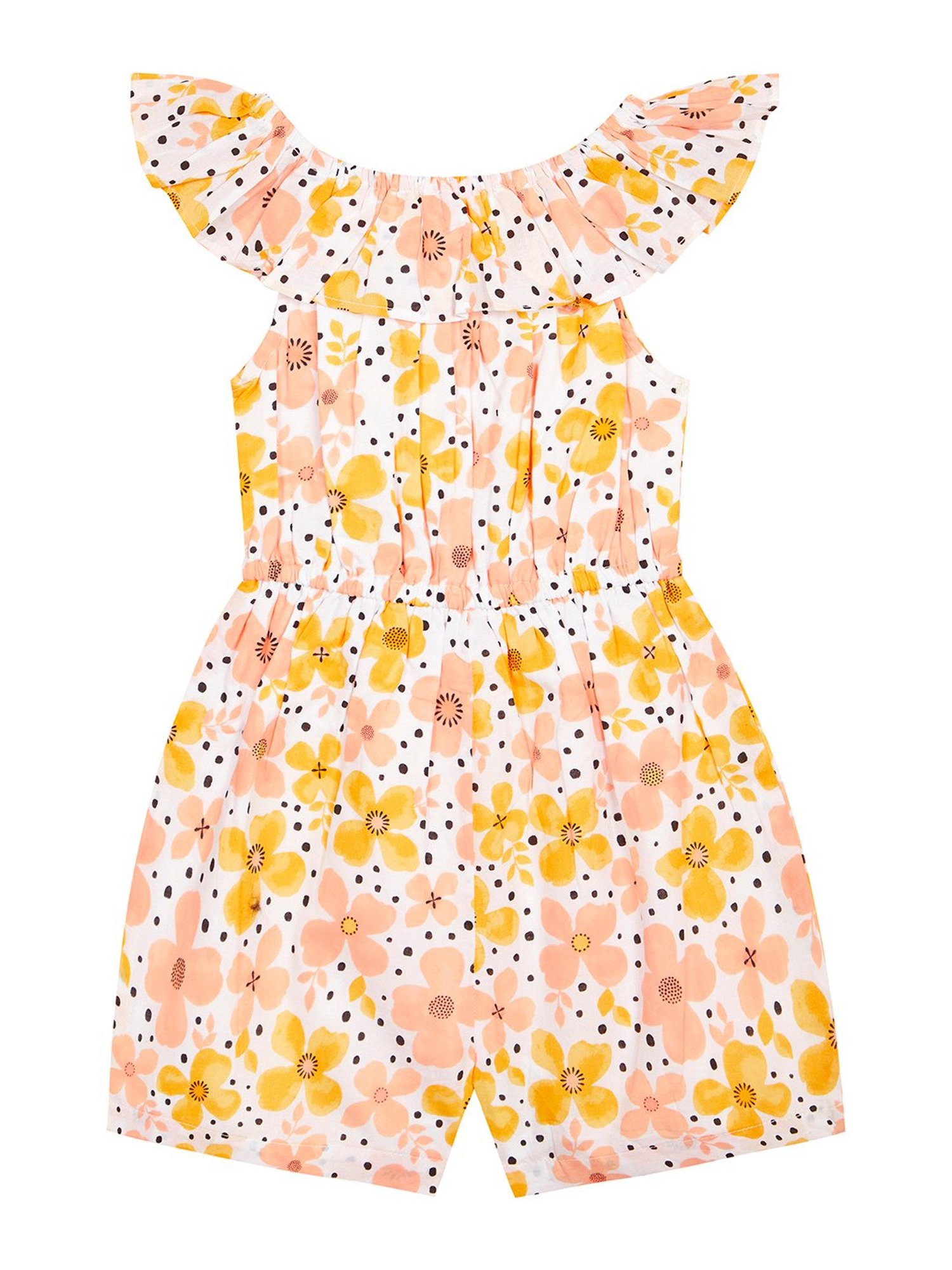 Budding Bees Kids Yellow Floral Print Jumpsuit