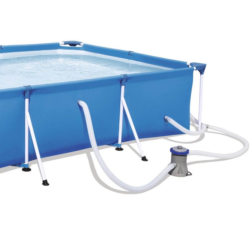 Bestway 56412E Steel Pro 9.8ft x 6.6ft x 26in Outdoor Rectangular Frame Above Ground Swimming Pool Set with 330 GPH Filter Pump and Repair Patch, Blue