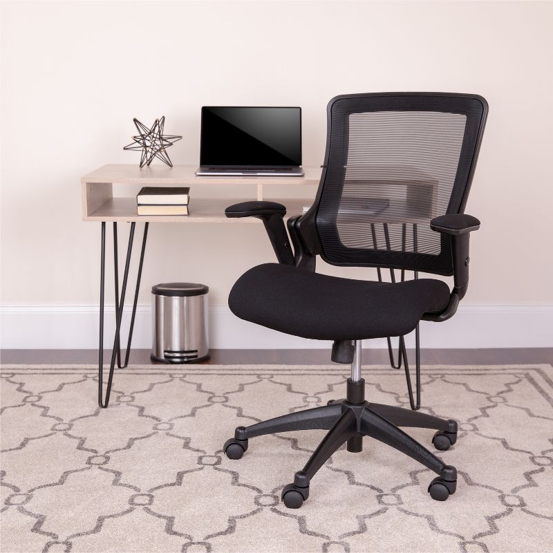 Emma and Oliver Mid-Back Black Mesh Executive Molded Foam Seat Swivel Arm Office Chair