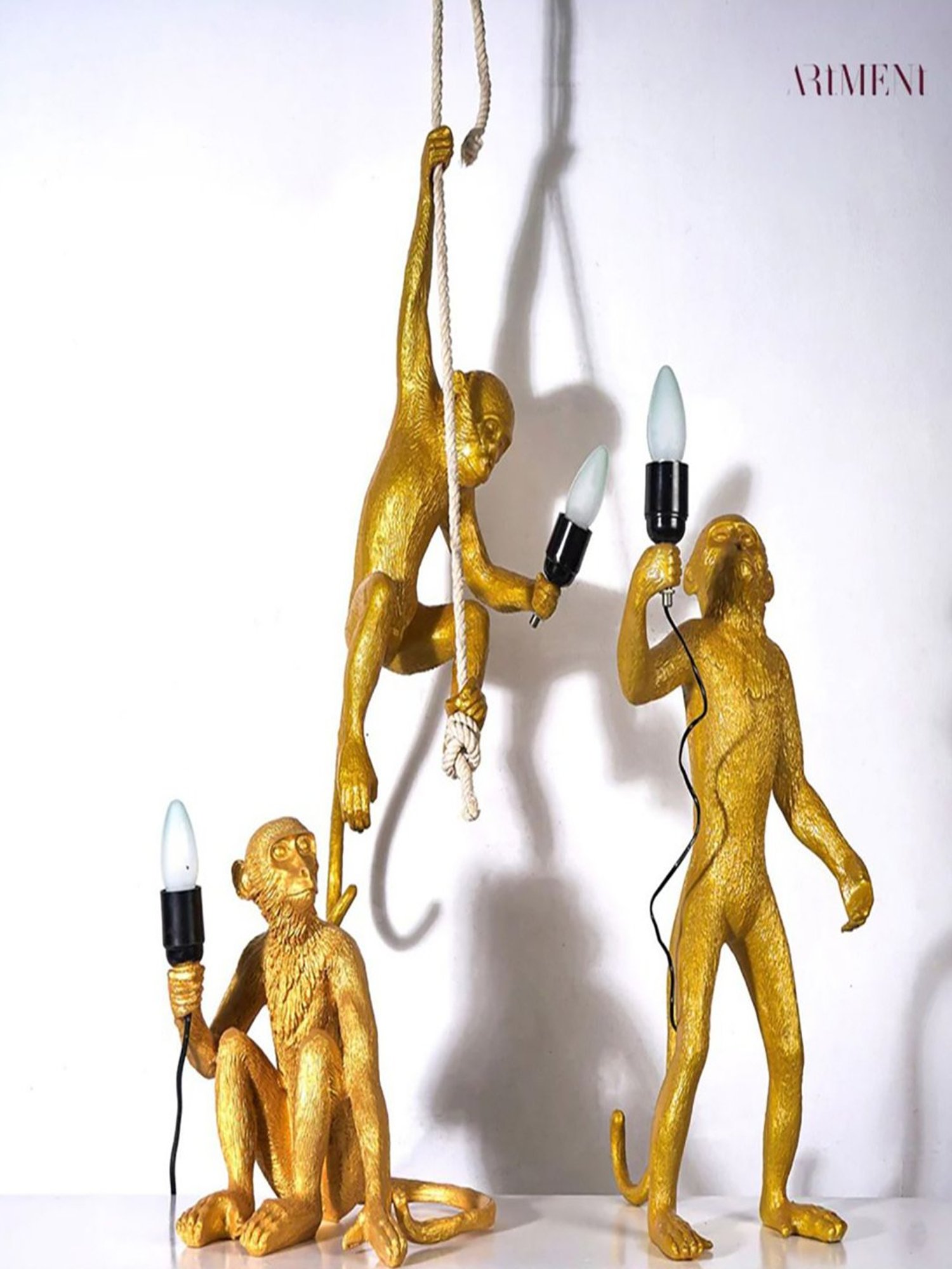 The Artment Gold Resin Modern Art Monkey Decorative Lamp