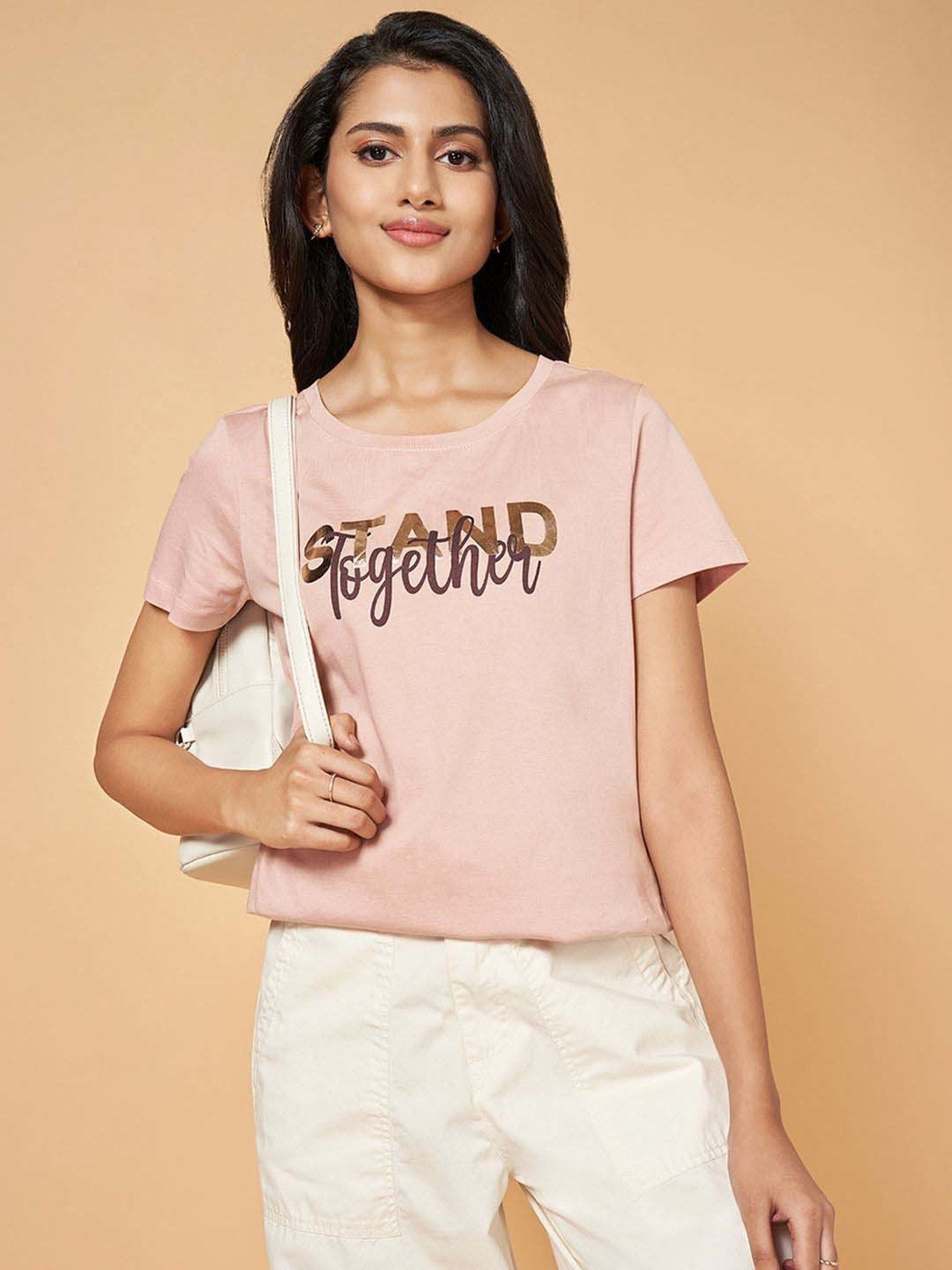 Honey by Pantaloons Pink Cotton Printed T-Shirt