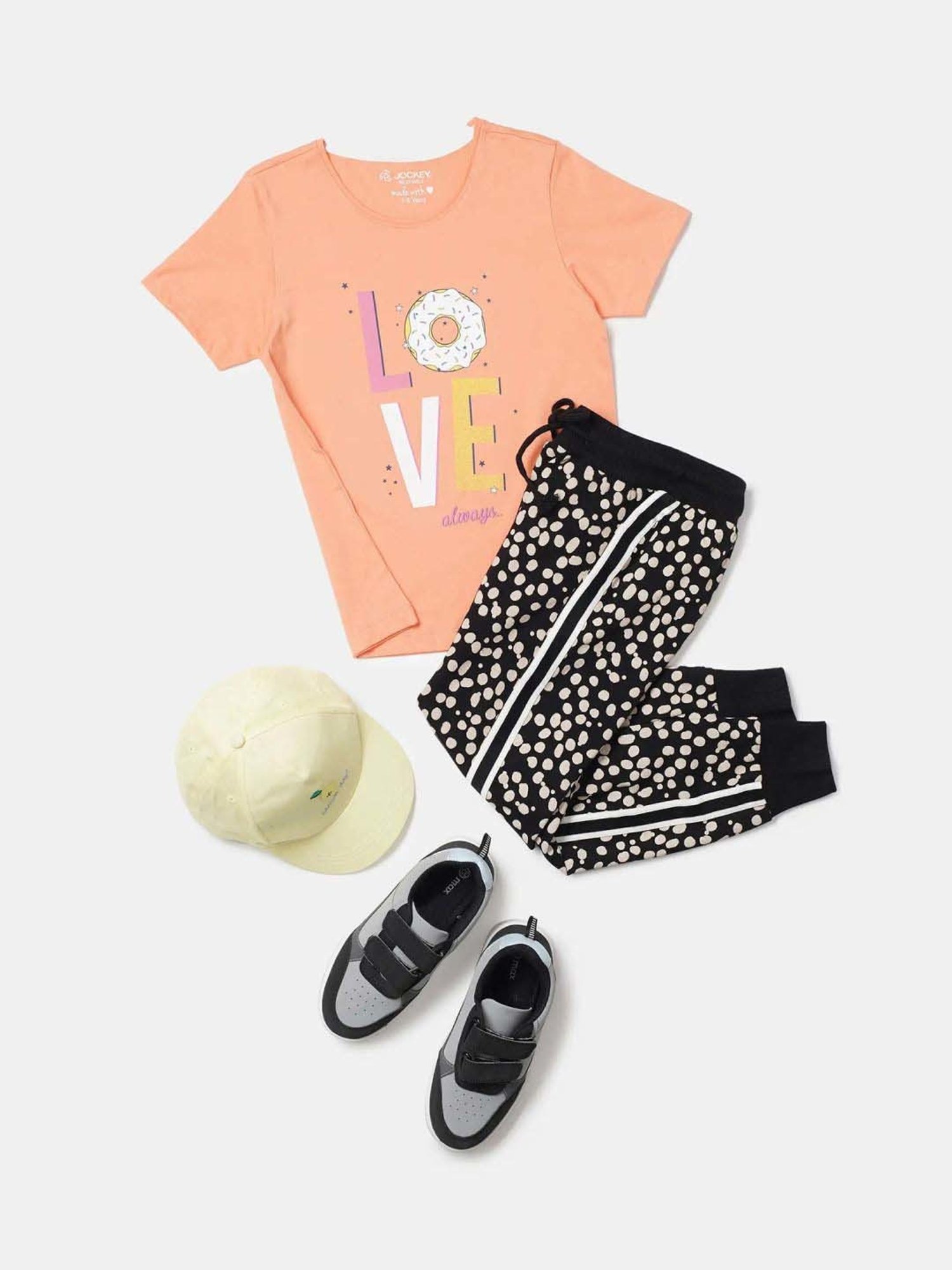 Jockey Girls Black & White Printed Joggers