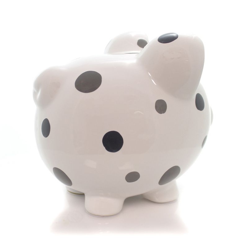 Bank 7.75" Grey Multi Dot Bank Hand Painted  -  Decorative Banks