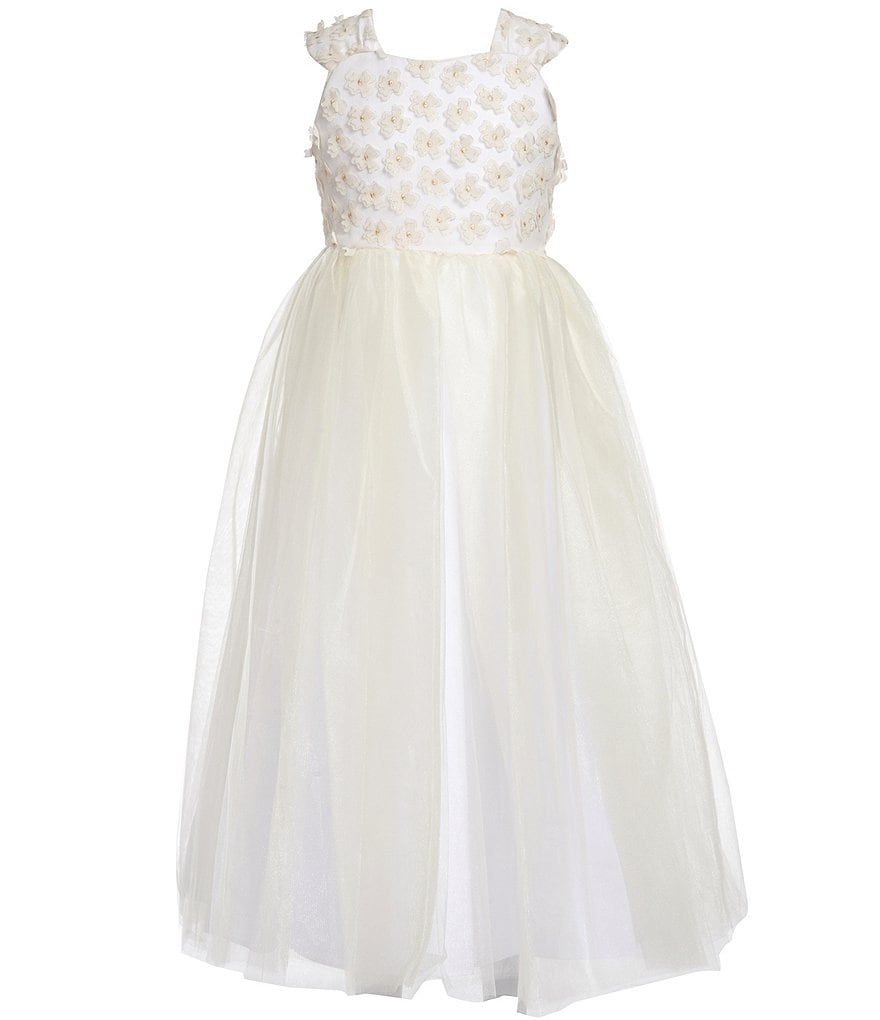 Badgley Mischka Big Girls 7-16 3D Floral/Tulle Fit & Flare Dress