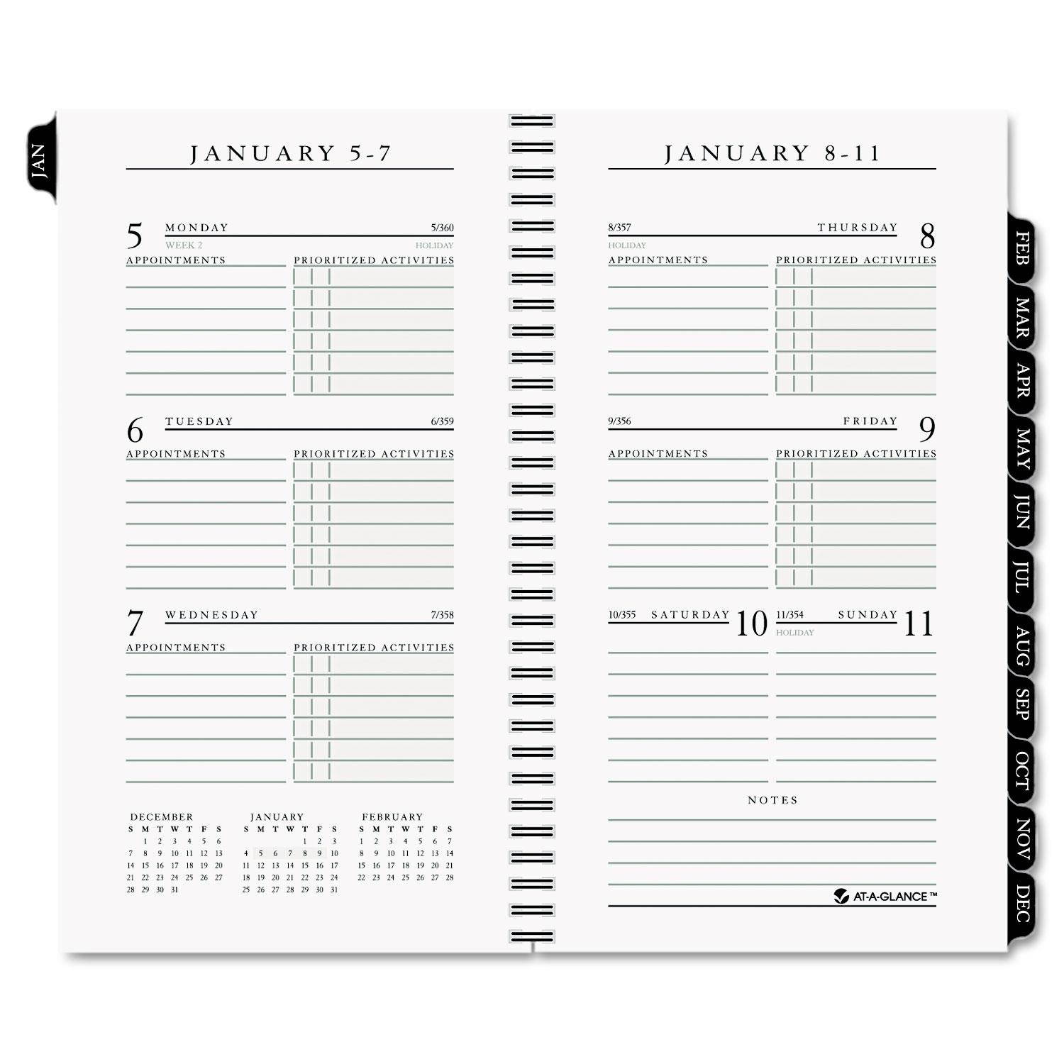 Executive Pocket Size Weekly/monthly Planner Refill, 3 1/4 X 6 1/4, White, 2017