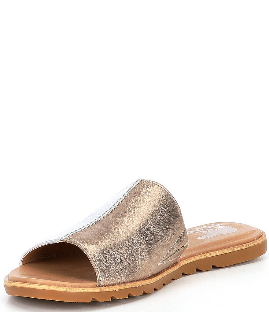 Sorel Ella2 Metallic Leather Blocked Slides