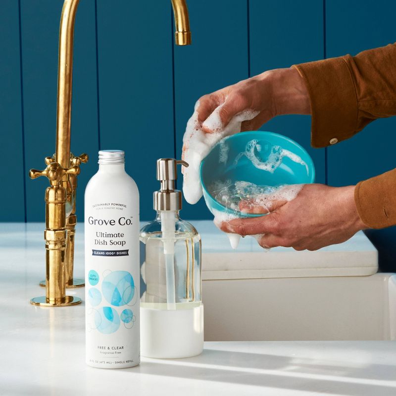 Grove Co. Ultimate Dish Soap Refill in Aluminum Bottle - Free & Clear - 16 fl oz