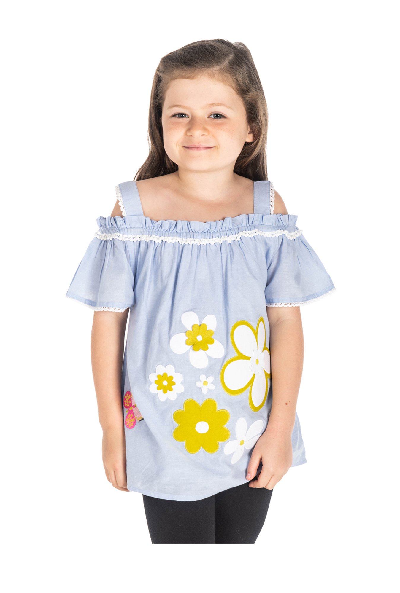 Cherry Crumble By Nitt Hyman Kids Blue Applique Top