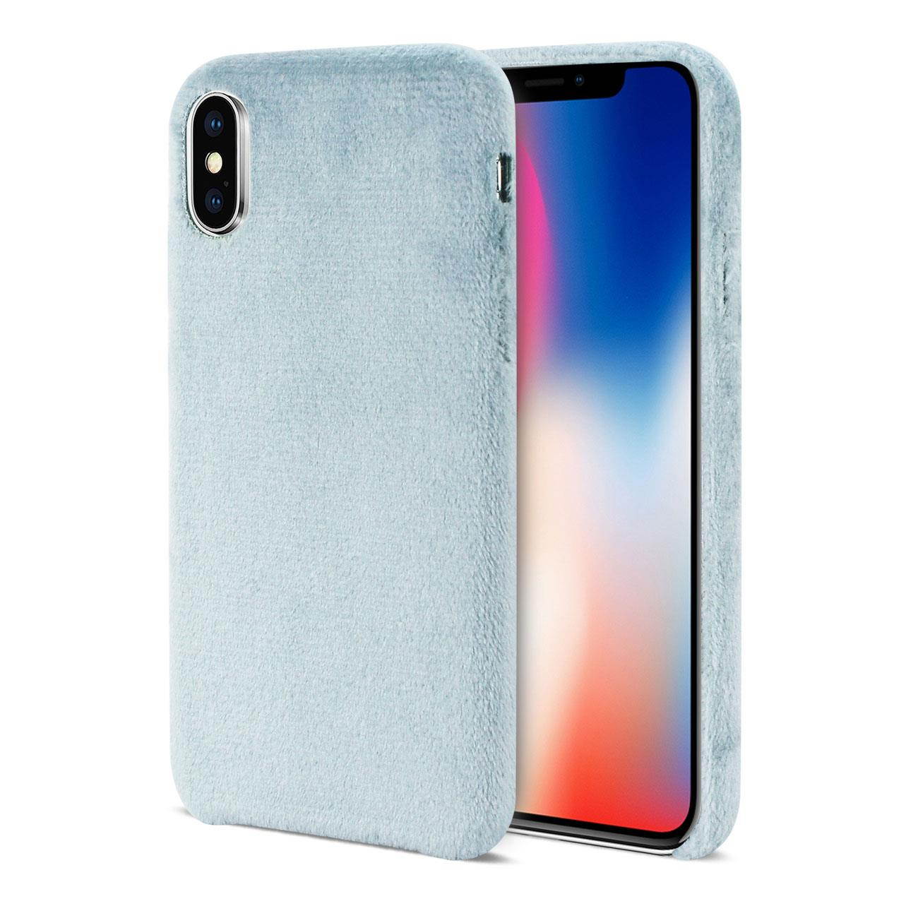 Reiko iPhone X/iPhone XS Fuzzy Fur Soft TPU Case In Gray