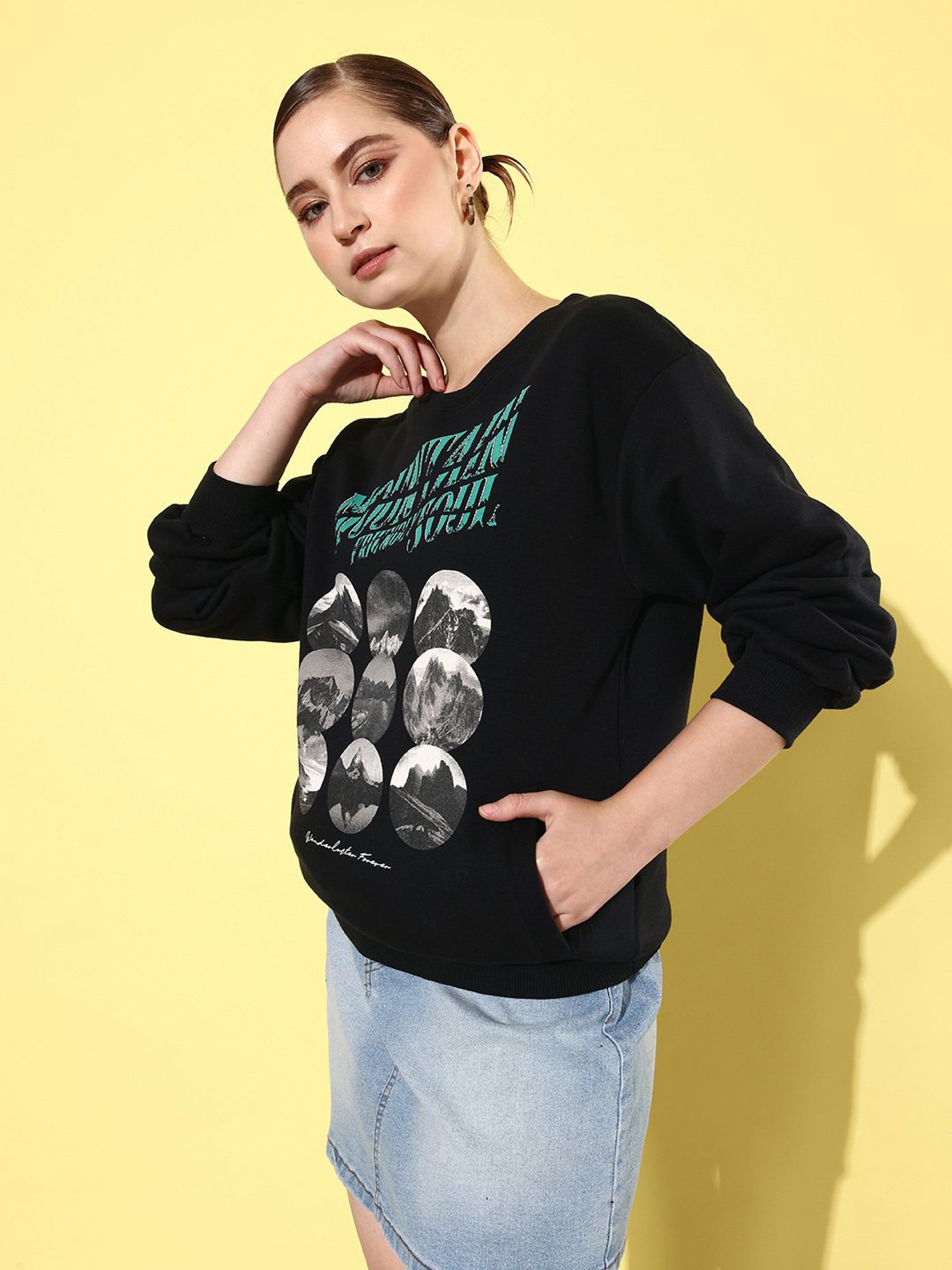 Difference of Opinion Black Fleece Graphic Print Oversized Sweatshirt