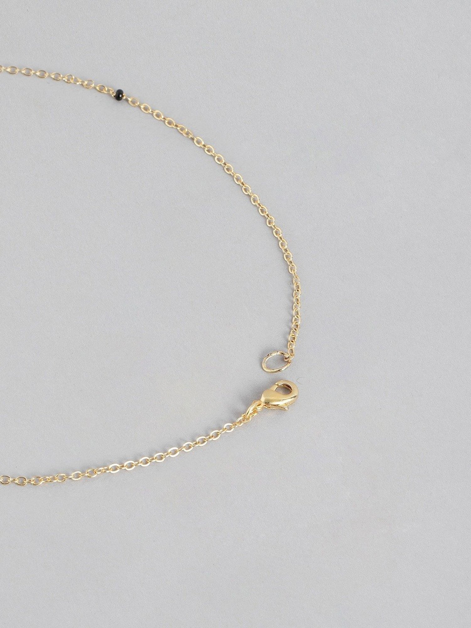 Abdesigns Gold-Plated American Diamond & Black Beaded Mangalsutra