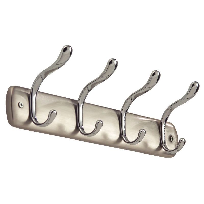 InterDesign Bruschia 8-Hook Steel Wall Mount Storage Rack - Nickel/Chrome (13")