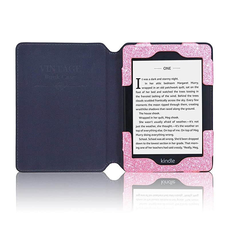 Case Fits AllNew Kindle 10th Generation 2019 and 8th Gen 2016 ONLY NOT FIT Kindle PaperwhiteKindle Oasis Folio Smart Leather Cover with Auto Wake Sleep Front Pocket Glitter Pink