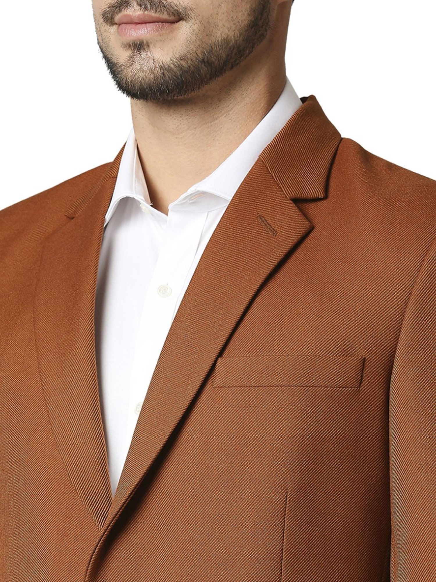 Raymond Orange  Regular Fit Self Pattern Blazer