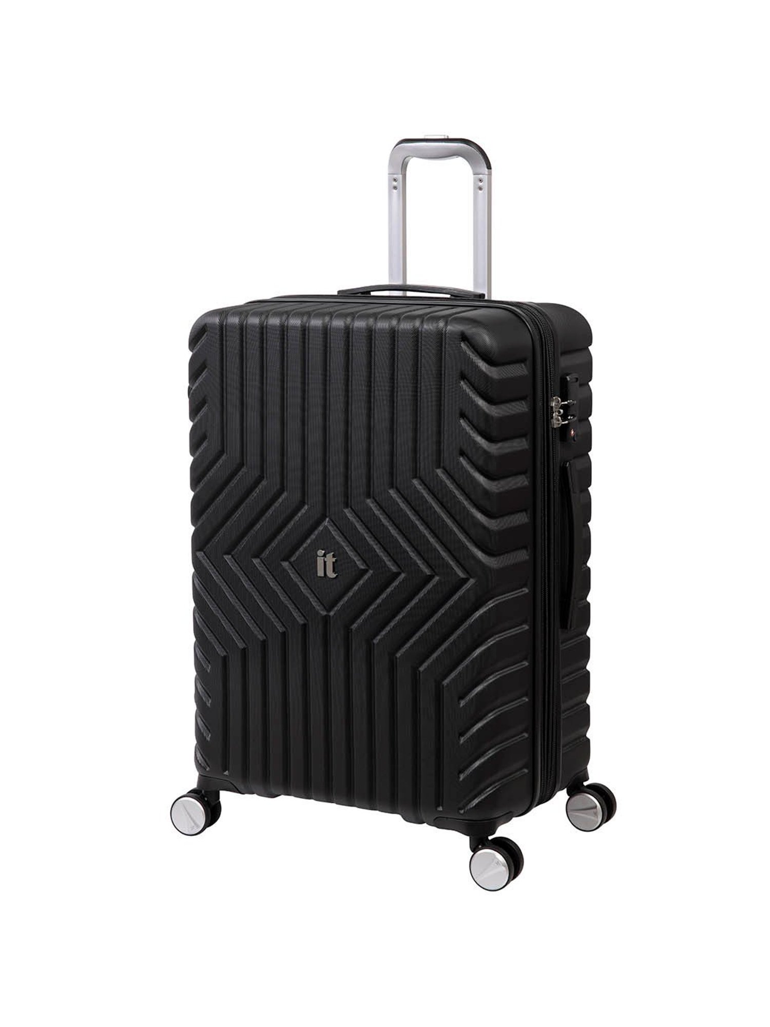 It luggage Resonating Black Textured Medium Hard Cabin Trolley