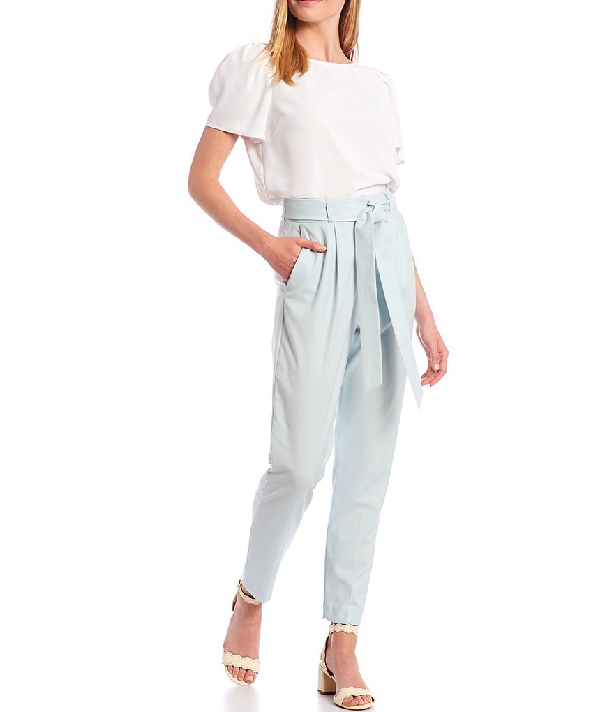 Alex Marie Tia Belt Pleated Paperbag Waist Pant