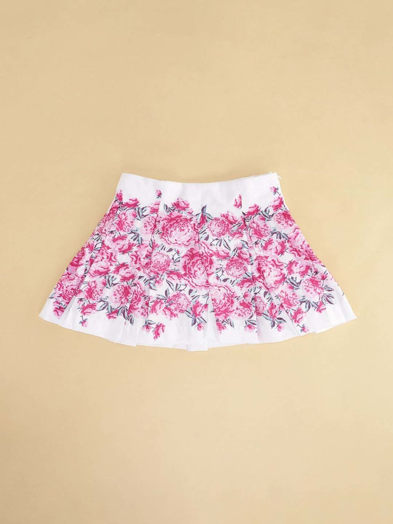 Pantaloons Junior Pink & White Cotton Floral Print Skirt