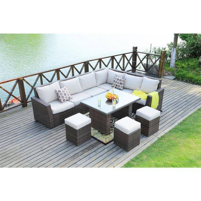 Mulan 7pc Wicker Patio Conversation Set - Direct Wicker